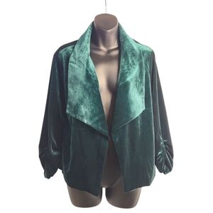 MINT LIMIT Velvet Blazer Women's Green Longsleeve Open Front Size XL NWT